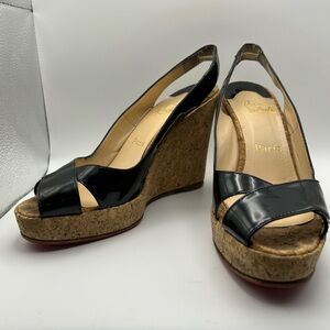 Christian Louboutin Black Patent Wedges size 41.